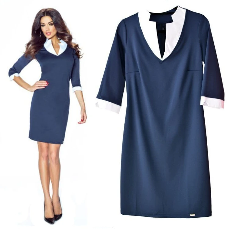 Elegancka Sukienka z oryginalnym kołnierzykiem E14