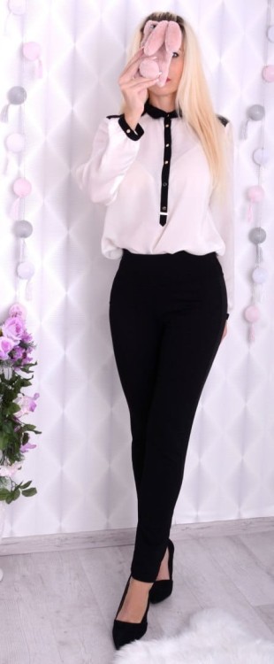 Spodnie z wysokim stanem i mieniącym się lampasem P323