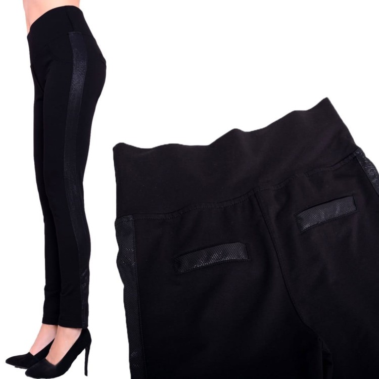 Spodnie z wysokim stanem i mieniącym się lampasem P323