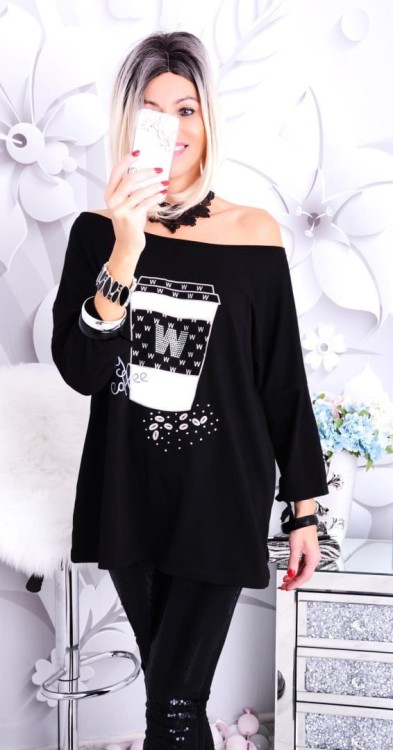 Bawełniana tunika COFEE z cyrkoniami P545