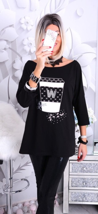 Bawełniana tunika COFEE z cyrkoniami P545