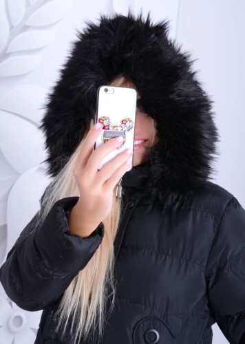 NOWOŚĆ! Modna zimowa kurtka pikowana z kapturem MIŚ P728