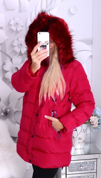 NOWOŚĆ! Modna zimowa kurtka pikowana z kapturem MIŚ P728