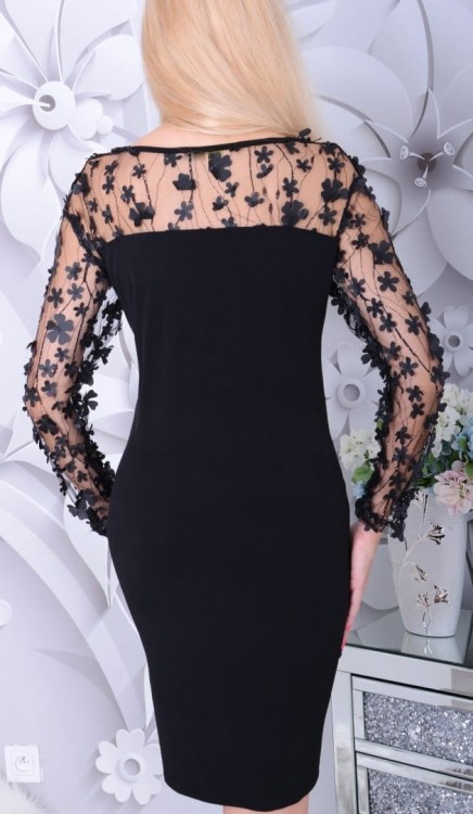 ADDAMS Sukienka koktajlowa z kwiatuszkami na tiulu P845