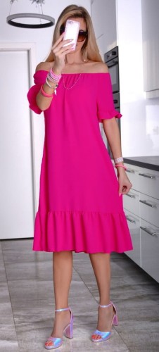 Modna sukienka hiszpanka w fuksji P232C