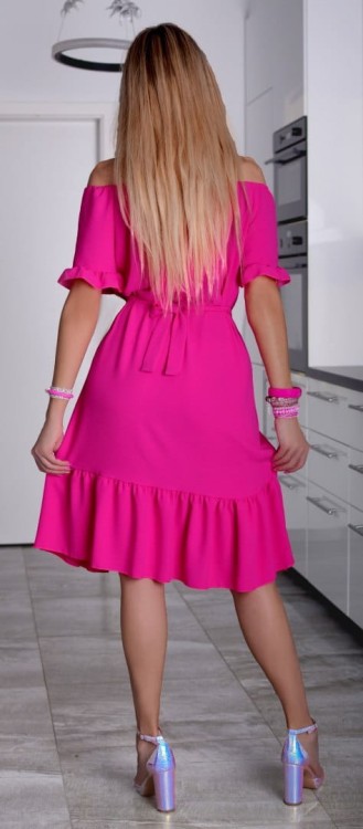 Modna sukienka hiszpanka w fuksji P232C