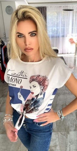 Modna przedłużana bluzka z asymetrią P672