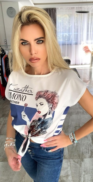 Modna przedłużana bluzka z asymetrią P672