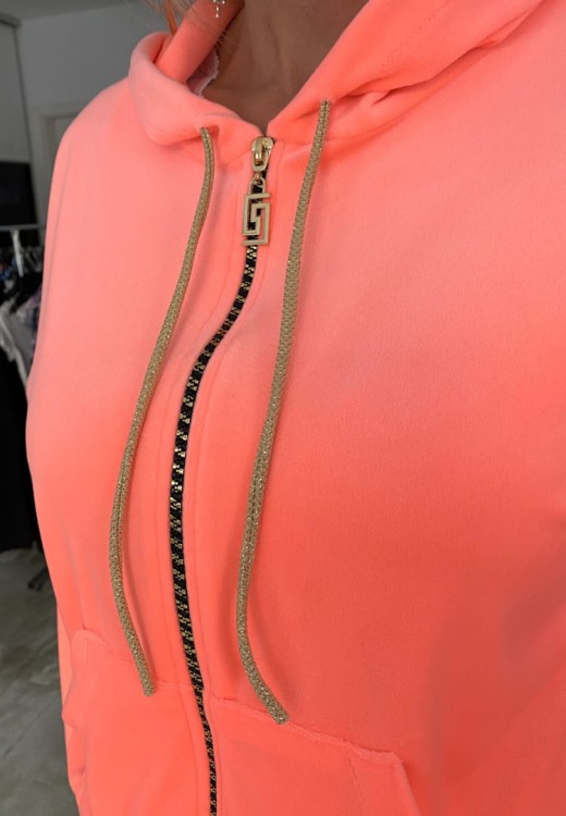 Welurowy dres rozpinany z kapturem FB35