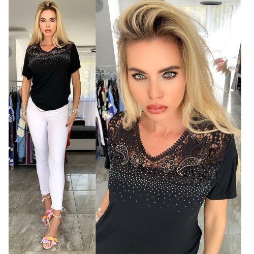 Bluzka dekolt włóczka FB40