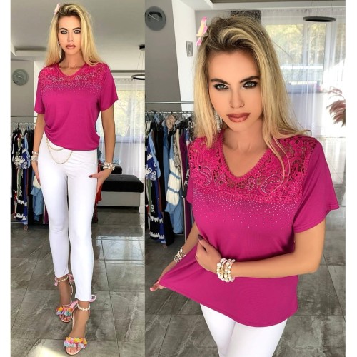 Bluzka dekolt włóczka FB40