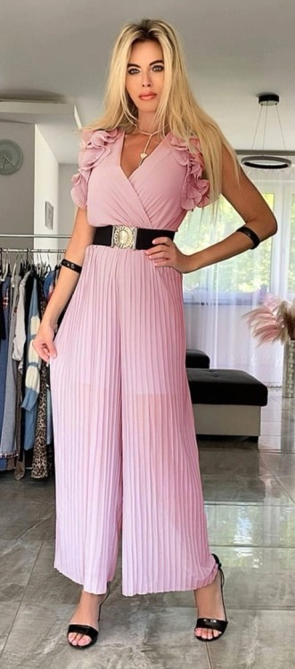 Włoski kombinezon plisowany FB47 RÓŻ