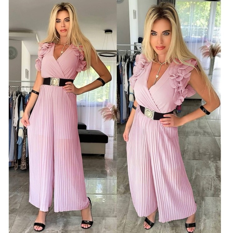 Włoski kombinezon plisowany FB47 RÓŻ