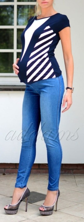 Modne jeansy bawełniane ciążowe P344
