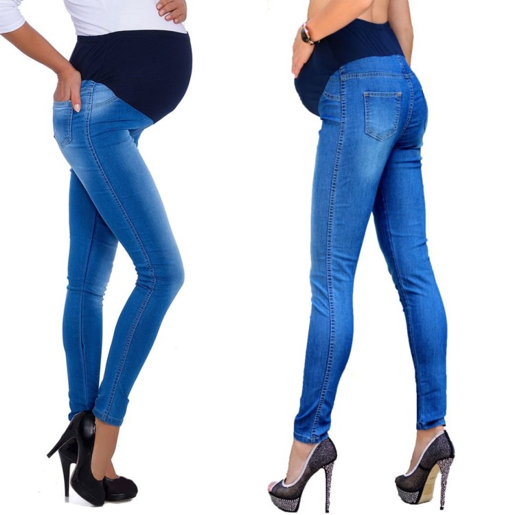 Modne jeansy bawełniane ciążowe P344