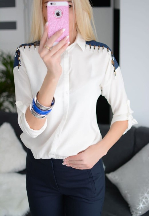 Stylowa koszula z perełkami P671