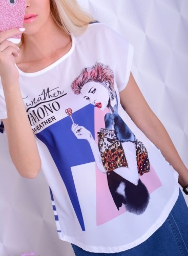 Modna przedłużana bluzka z asymetrią P672