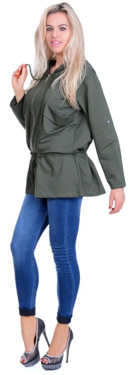 STYLOWA BLUZA ROZPINANA Z KIESZENIAMI I TROCZKAMI P722