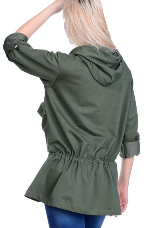 STYLOWA BLUZA ROZPINANA Z KIESZENIAMI I TROCZKAMI P722