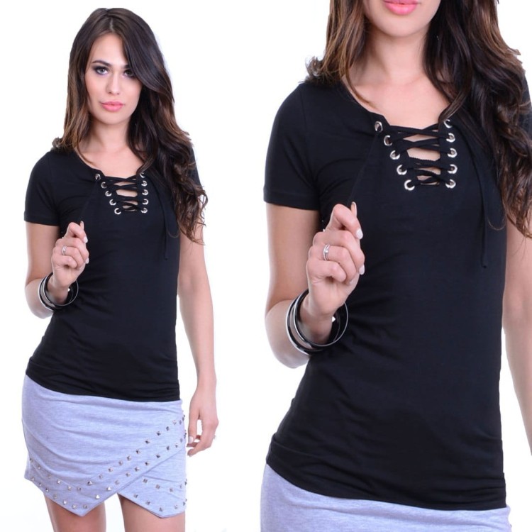 Modna sexy bluzka wiązny dekolt P677