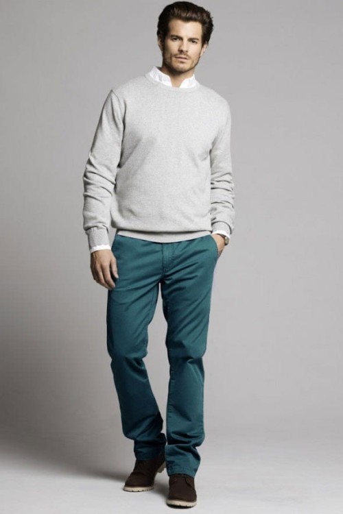 MĘSKIE SPODNIE JEANSY CIEMNE ZIELONE TOM TOMPSON P399