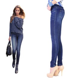 Elastyczne denim jeansy szlufki P342