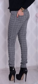 Eleganckie spodnie w kratkę długa nogawka P376