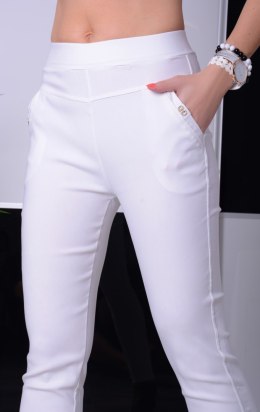 NOWOŚĆ Białe spodnie COCO z dżecikami P371
