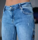 NOWOŚĆ Modne jeansy z efektownymi wiązaniami po bokach P375A