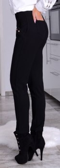 NOWOŚĆ Modne spodnie z polarkiem czarne P370C