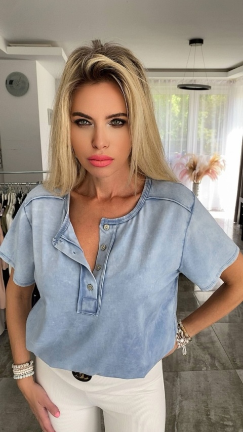 Bawełniana BLUZKA jak JEANS DEKATYZOWANA FB61 Bawełniana BLUZKA jak JEANS DEKATYZOWANA FB61