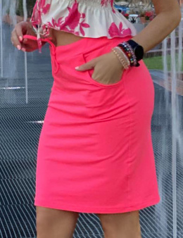 Dresowa spódnica w mocnym neonowym różu P123