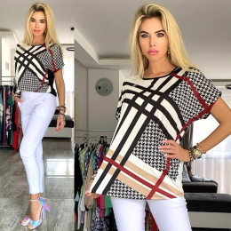 NOWOŚĆ! Modna bluzka w pepitkę P667b